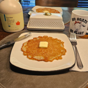 Add a pat of butter to melt in your backwoods flapjack