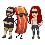Sweet. We are Bitmojis. Here we are with our good friend, American Guinea hog bacon slice.