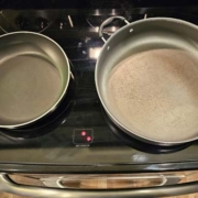 Put two skillets on the stove