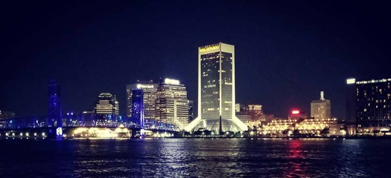 The night skyline of Jacksonville, Florida