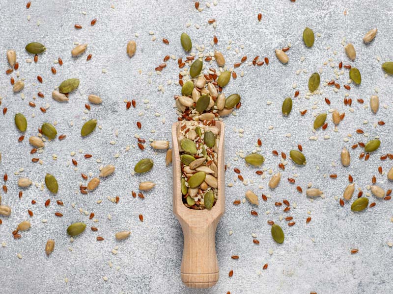various seeds sesame flax seed sunflower seeds pumpkin seeds salads