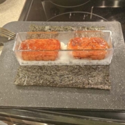 layer of SPAM in the musubi press