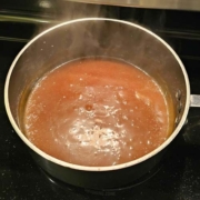 Instant brown gravy in a small pot