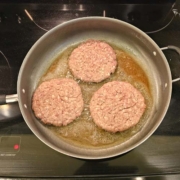 ground chuck frying in a skillet