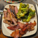 Marinated chuck steak with broccoli and baon