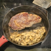 ribeye is done add mushrooms