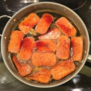 sweet soy sauce simmering with SPAM