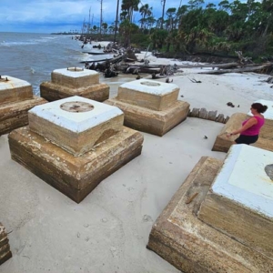 foundation of a building on the beach