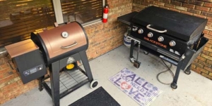 Griddle and smoker on the patio